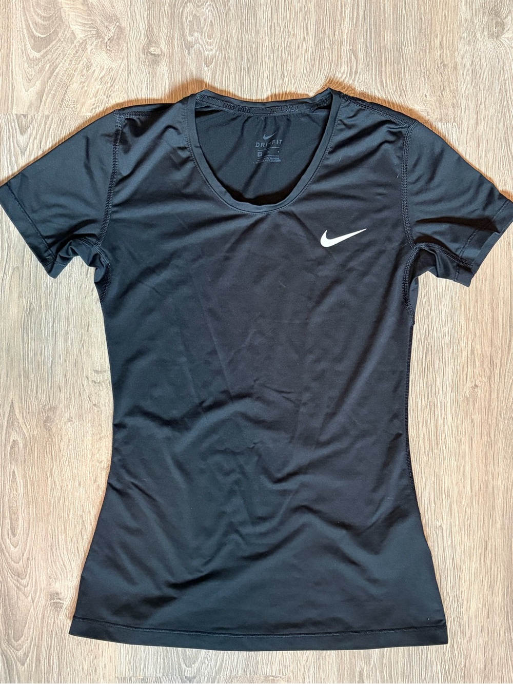 Nike Black Women's Short-Sleeve Dri-FIT Tee with White Swoosh